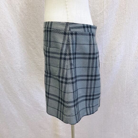 J. Crew Factory black/gray knit plaid A Line mini skirt size 8 - Picture 10 of 13